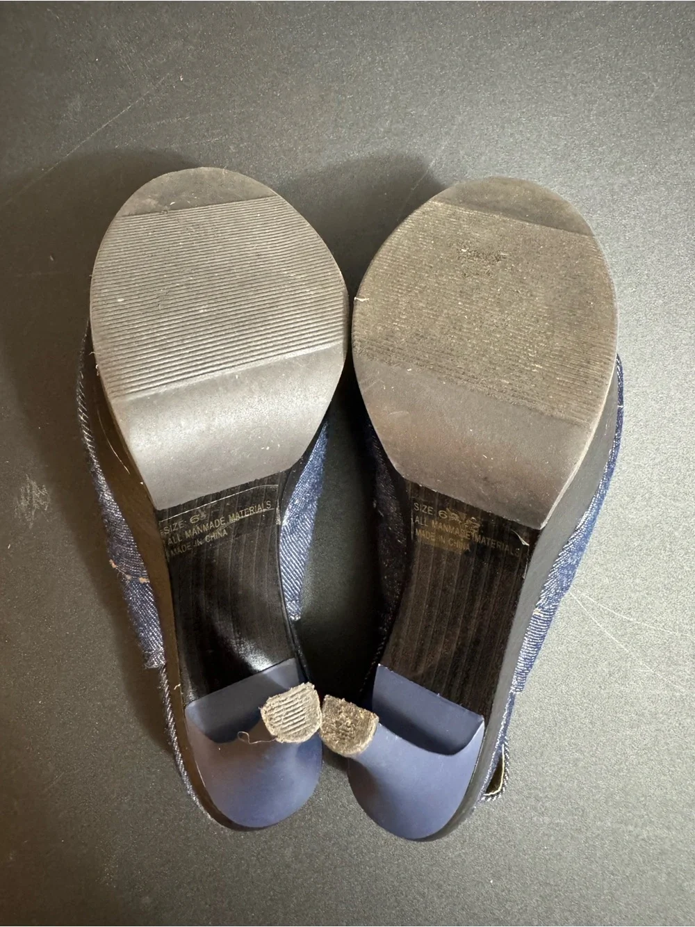 Qupid Denim Peep-Toe Slingback Wedges - Blue